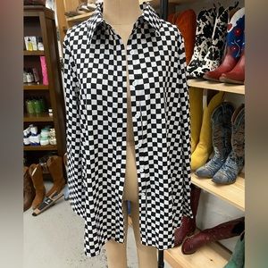 Checkered Button Up Blouse Size XL (LBB141)